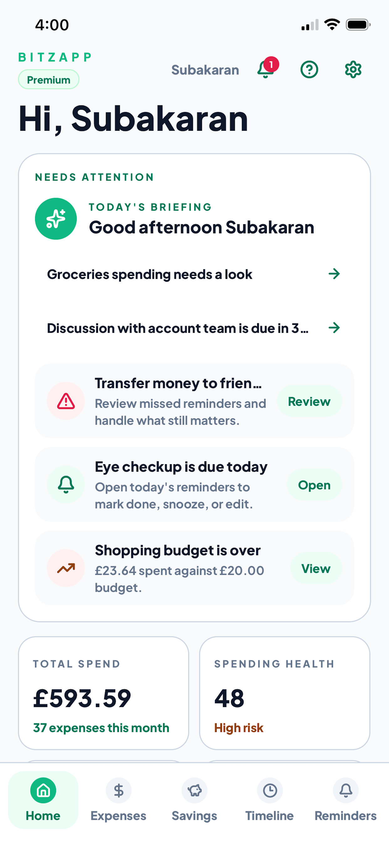 Bitzapp Today Briefing mobile screen